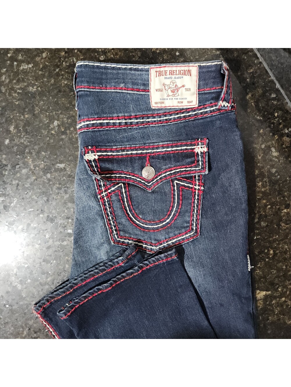 True Religion Billie Mid Rise Straight Stretch Jeans Flap Pocket Y2K 33(36x32)